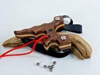 Image 7 of Dark Walnut Wooden Sling Shot, Wood Catapult, The Twister, Right hand shooter 