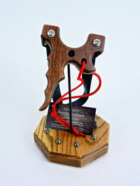 Image 9 of Dark Walnut Wooden Sling Shot, Wood Catapult, The Twister, Right hand shooter 