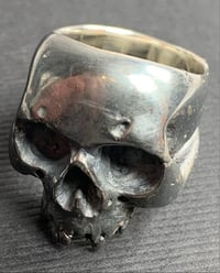 Image 4 of Skull Ring 4, Hand Made, Oxidised Silver, Custom Gold Teeth Option