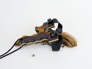 Image of Handcrafted Wooden Slingshot, Safari Spectraply Wood Sling Shot, Right Hand pull, Left hand hold