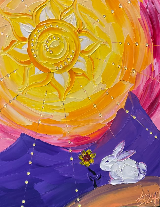 “Sun Bunny’s Delight” - 11”x14” oil on canvas Ready to Ship TODAY!
