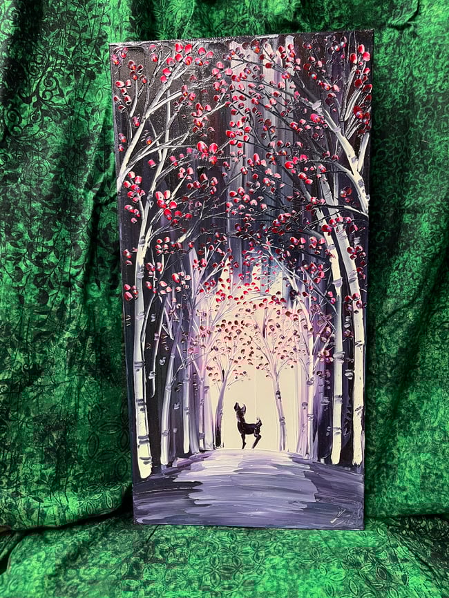 “Keeper of the Forest Secrets” - 10”x20” oil on canvas, ready to ship TODAY!