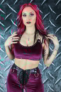 Image 1 of Bordeaux Halterneck Crop Top