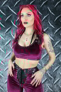 Image 6 of Bordeaux Halterneck Crop Top