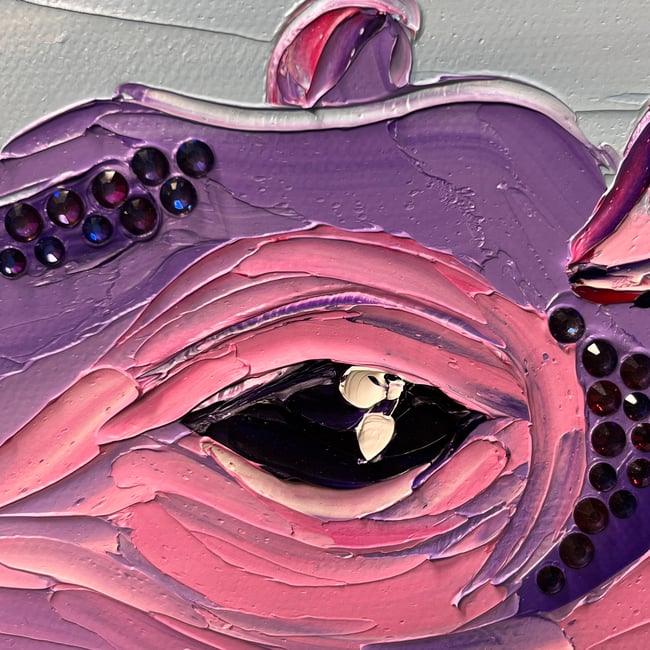 “Happy Hippo” - 6”x12” oil on canvas ready to ship February 1, 2025