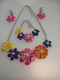 Image 2 of Flower Power Enamel Necklace Bracelet Earrings Set