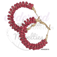 Small Wire Wrapped Bead Hoop Earrings #ANA826010