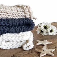 Image 5 of Hand knitted washcloths, set of 3 recycled cotton sustainable washcloths, Artisanal, Ecofriendly