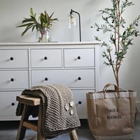 Image 3 of Hand knit throw blanket with flowers, high quality Argentinean cotton, super soft natural fibers