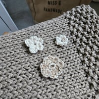 Image 2 of Hand knit throw blanket with flowers, high quality Argentinean cotton, super soft natural fibers
