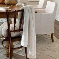 Image 2 of Dani blanket, Hand knit cotton throw blanket, Super soft Argentinian cotton yarn, Ecofriendly, Vegan