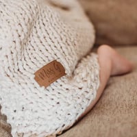 Image 5 of Hand knit baby blanket - Blanket with cables - Baby shower gift - Neutral baby gift