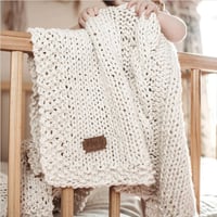 Image 1 of Hand knit baby blanket - Blanket with cables - Baby shower gift - Neutral baby gift