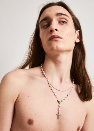 Image of LOWOOL - Pearl Link Cross Necklace