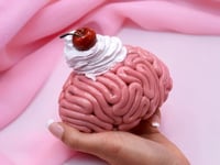 Image 3 of Realistic Brain Ice Cream Ball with Cherry Whipped Cream