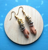 Up-cycled Barbie hand earrings