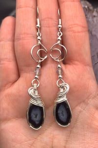 Image 3 of Geode & Labradorite Moon Earrings