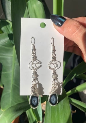 Geode & Labradorite Moon Earrings