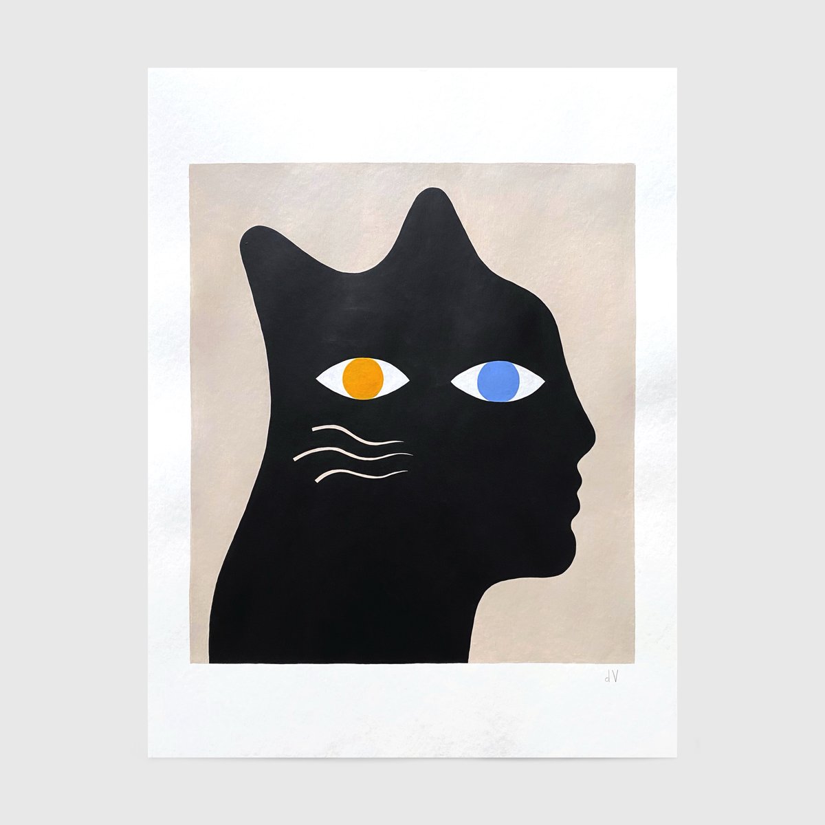 Image of Painting 50 x 65 cm ‘Chat-homme’