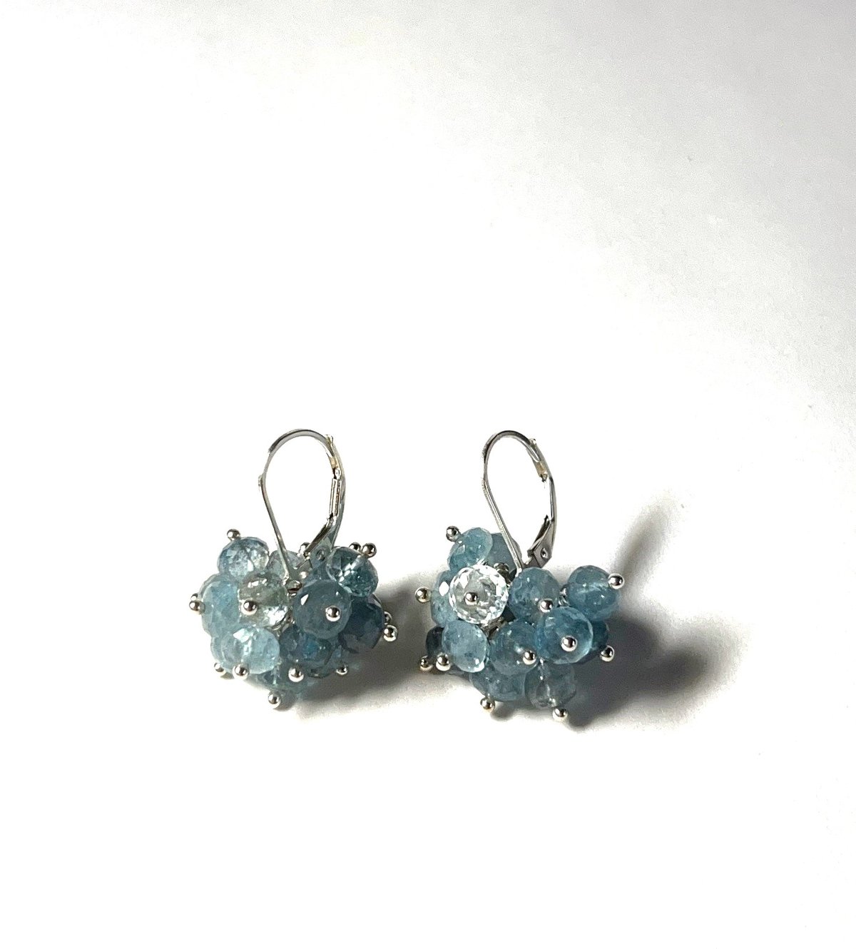 Dancing Aquamarine Pom-Pom Earrings