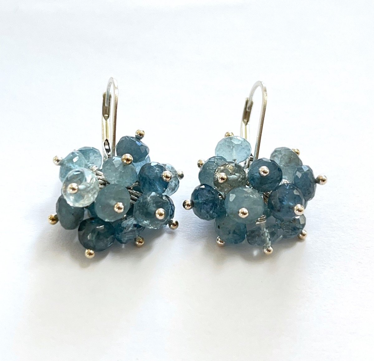 Dancing Aquamarine Pom-Pom Earrings