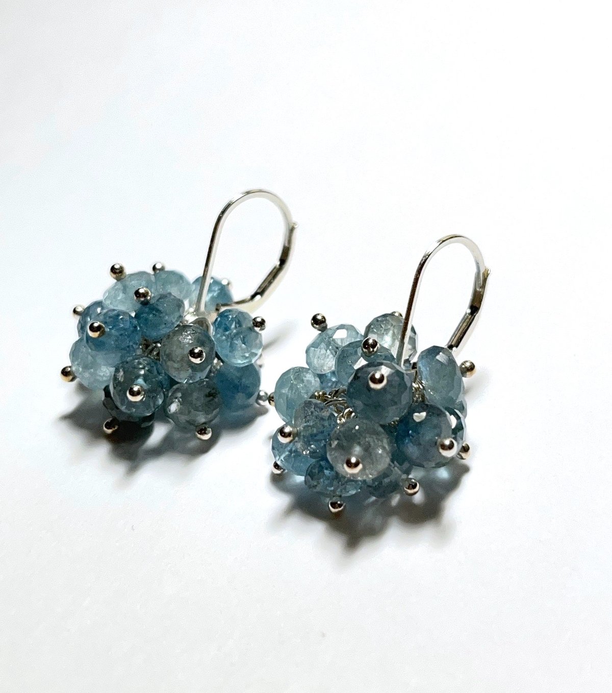 Dancing Aquamarine Pom-Pom Earrings