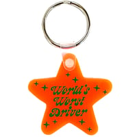 Image 1 of World's Worst Driver Star Shaped Vinyl Keychain