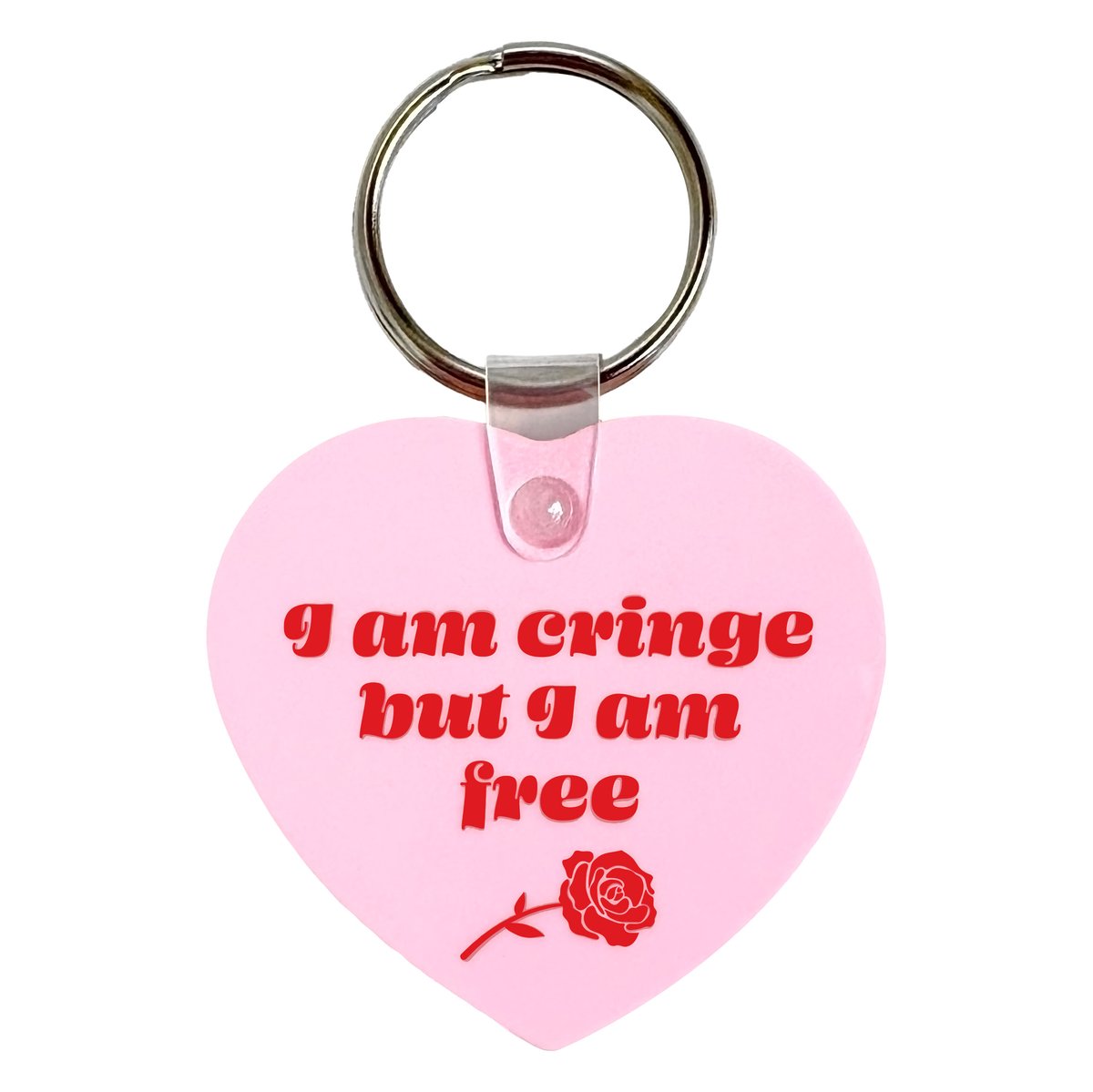 I Am Cringe But I Am Free Heart Keychain | krystan saint cat