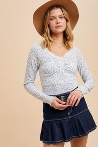 Image 3 of LACE TRIM FLORAL TOP