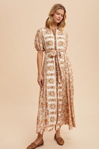 Image 4 of BORDER PRINT BUTTON DOWN MAXI DRESS