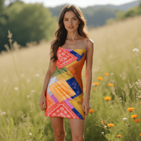 Image 1 of WOMEN'S SLEEVELESS MULTI PRINT MINI DRESS