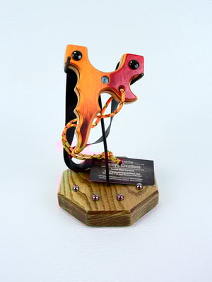 Image of Wooden Slingshot, Spectraply Tequila Sunrise, The Twister, Wood Catapult, Right hand pull