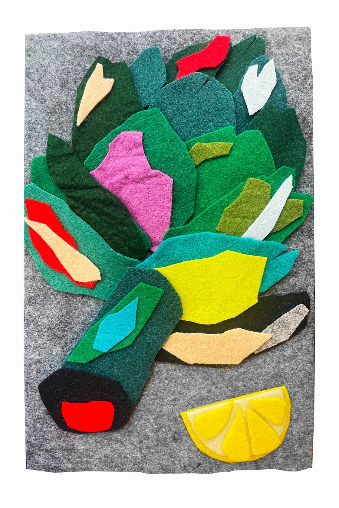 Image of Felt collage 'Artichoke'