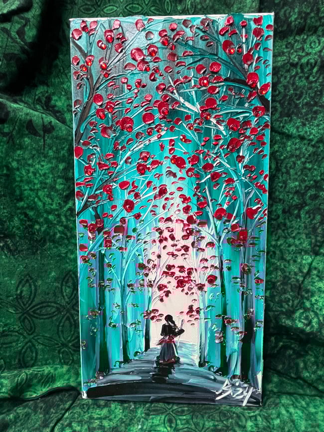 “Journeying Through Rubies” - 6”x12” oil on canvas, ready to ship TODAY!