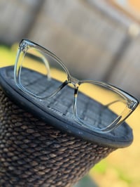 Gray translucent semi cat eye frames 