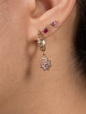 Pink Heart Sapphire Studs - Yellow Gold