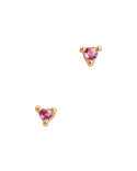 Pink Heart Sapphire Studs - Yellow Gold