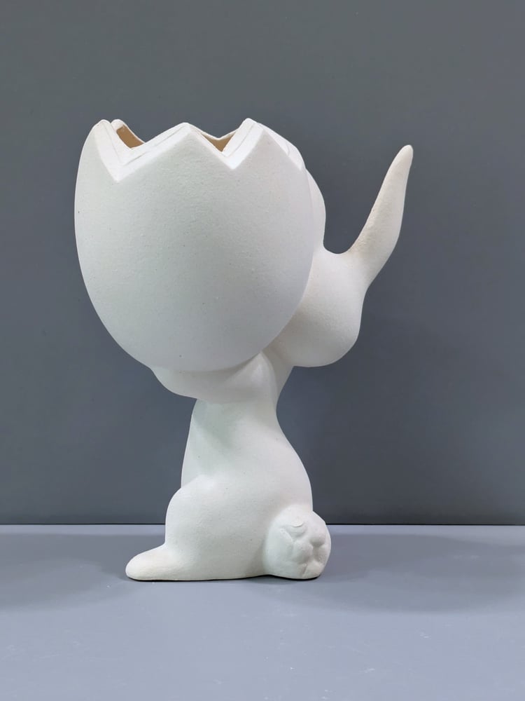 Image of Ceramic Bisque Bunny With Egg Ready to Paint
