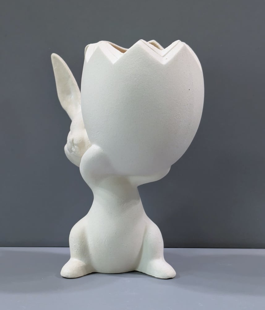 Image of Ceramic Bisque Bunny With Egg Ready to Paint