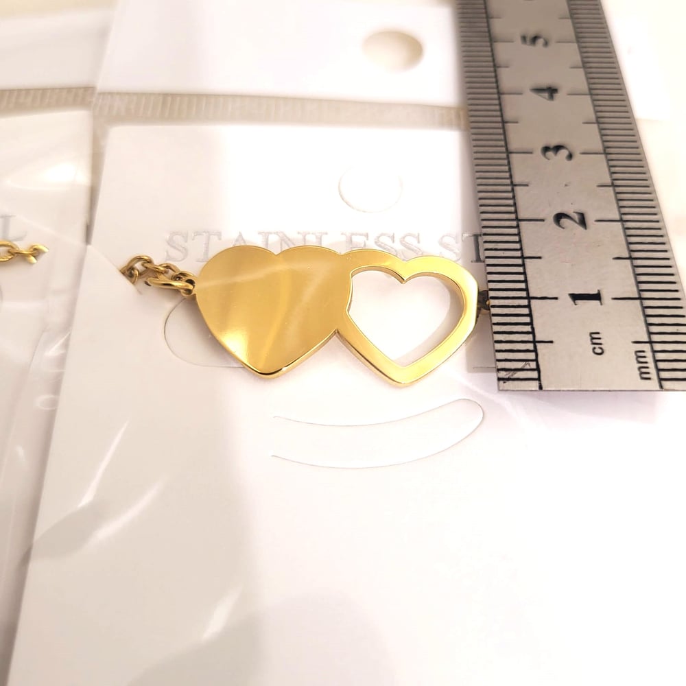 Image of Set of 2 Double Heart Bracelet Laser engraving Blanks. Valentines & Love Special Blanks