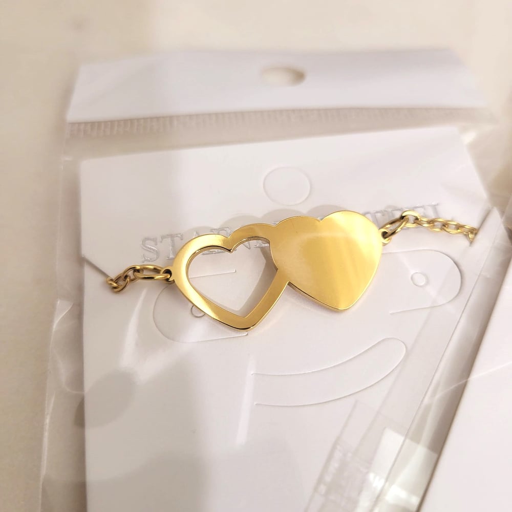 Image of Set of 2 Double Heart Bracelet Laser engraving Blanks. Valentines & Love Special Blanks
