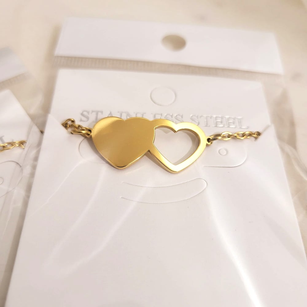 Image of Set of 2 Double Heart Bracelet Laser engraving Blanks. Valentines & Love Special Blanks