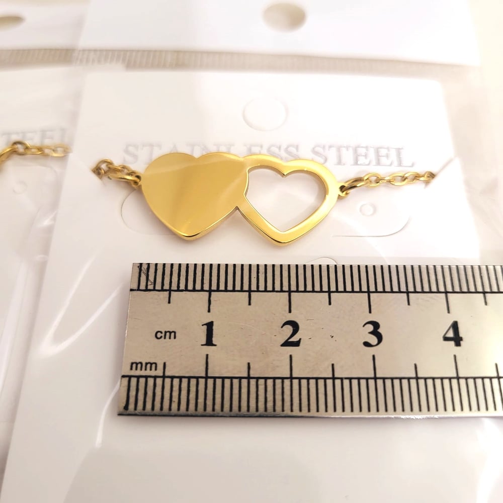 Image of Set of 2 Double Heart Bracelet Laser engraving Blanks. Valentines & Love Special Blanks