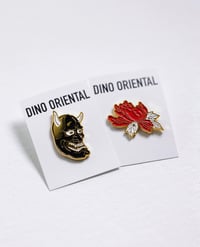 Image 2 of Red Peony Enamel Pin