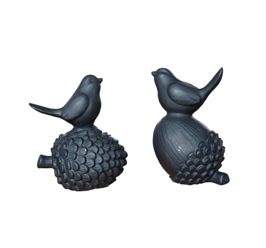 Image of Cast Iron Birds on Acorn Black 