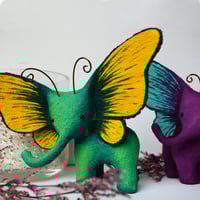 Image 2 of Green & Yellow Elephant Butterfly Sculpture