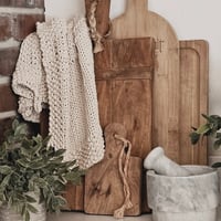 Image 2 of Amber hand knit cotton towel, made with recycled Argentinian cotton yarn. Handy corner loop to hang