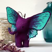 Image 2 of PRE-ORDER 2-3 weeks! Plum & Turquoise Elephant Butterfly Sculpture