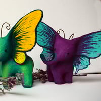 Image 3 of PRE-ORDER 2-3 weeks! Plum & Turquoise Elephant Butterfly Sculpture