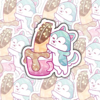 Image of Dipping Biscotti Husky Sticker - Holographic Pattern